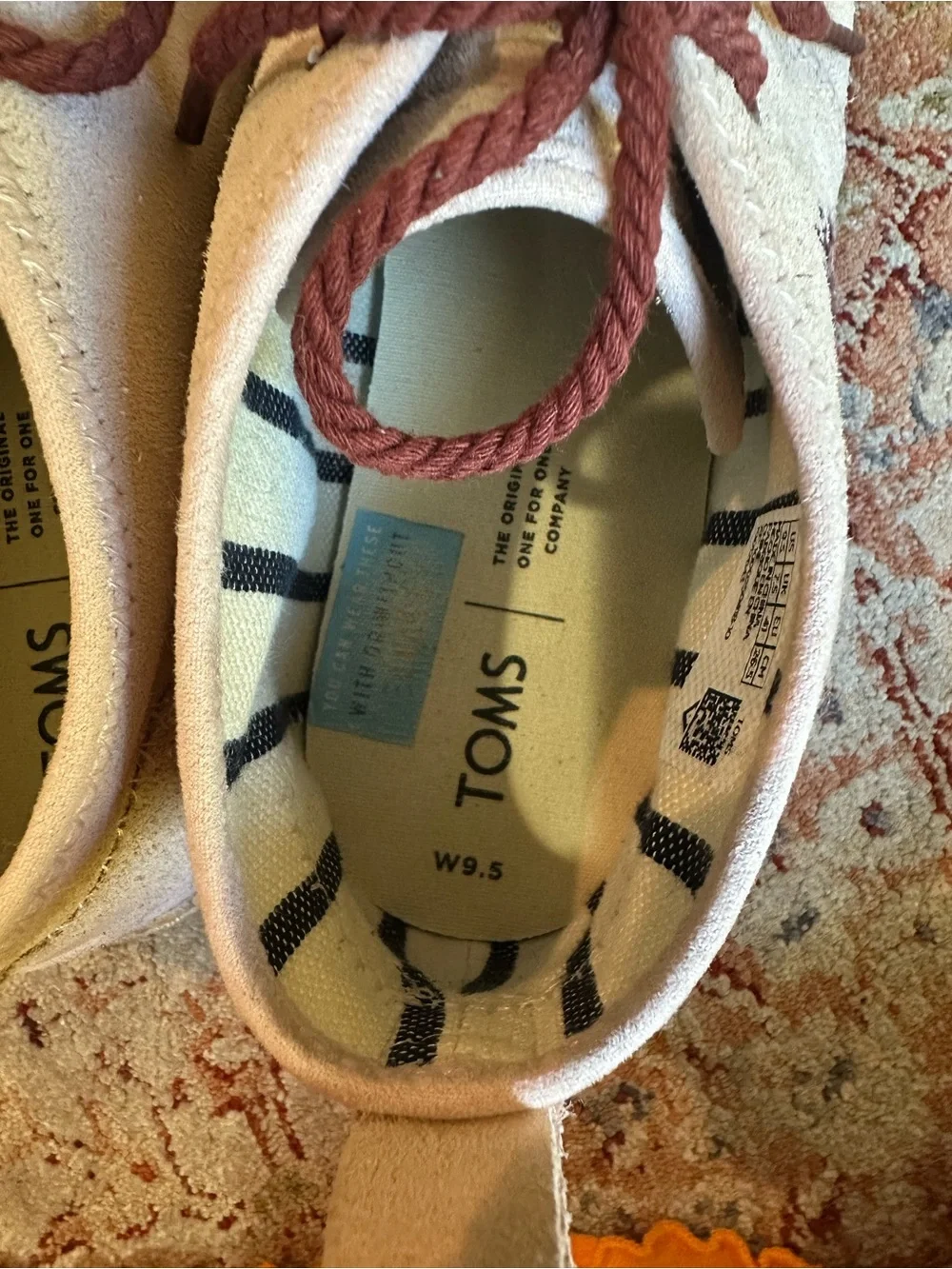 Toms Women's Suede Espadrille Oxford in Light Beige with Brown Laces